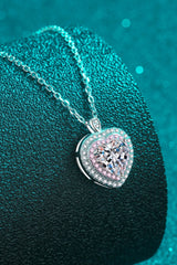 925 Sterling Silver 1 Carat Moissanite Heart Pendant Necklace - Shah S. Sahota