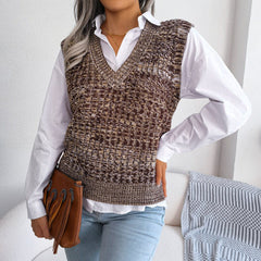 Heathered V-Neck Sweater Vest - Shah S. Sahota