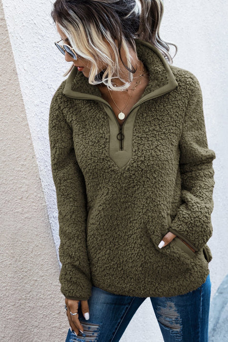 Quarter Zip Teddy Pullover - Shah S. Sahota