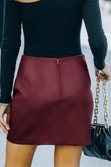 Asymmetrical PU Leather Mini Skirt - Shah S. Sahota
