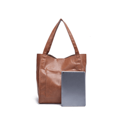 Retro Large Capacity Waxy Leather Tote Bag - Shah S. Sahota
