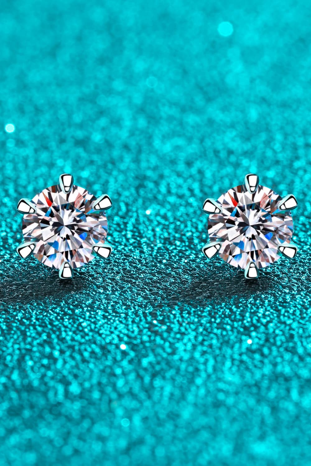 1 Carat Moissanite Rhodium-Plated Stud Earrings - Shah S. Sahota