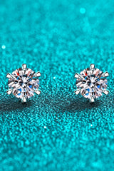 1 Carat Moissanite Rhodium-Plated Stud Earrings - Shah S. Sahota