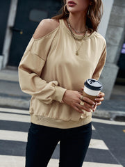 Cold-Shoulder Ribbed Trim Sweatshirt - Shah S. Sahota