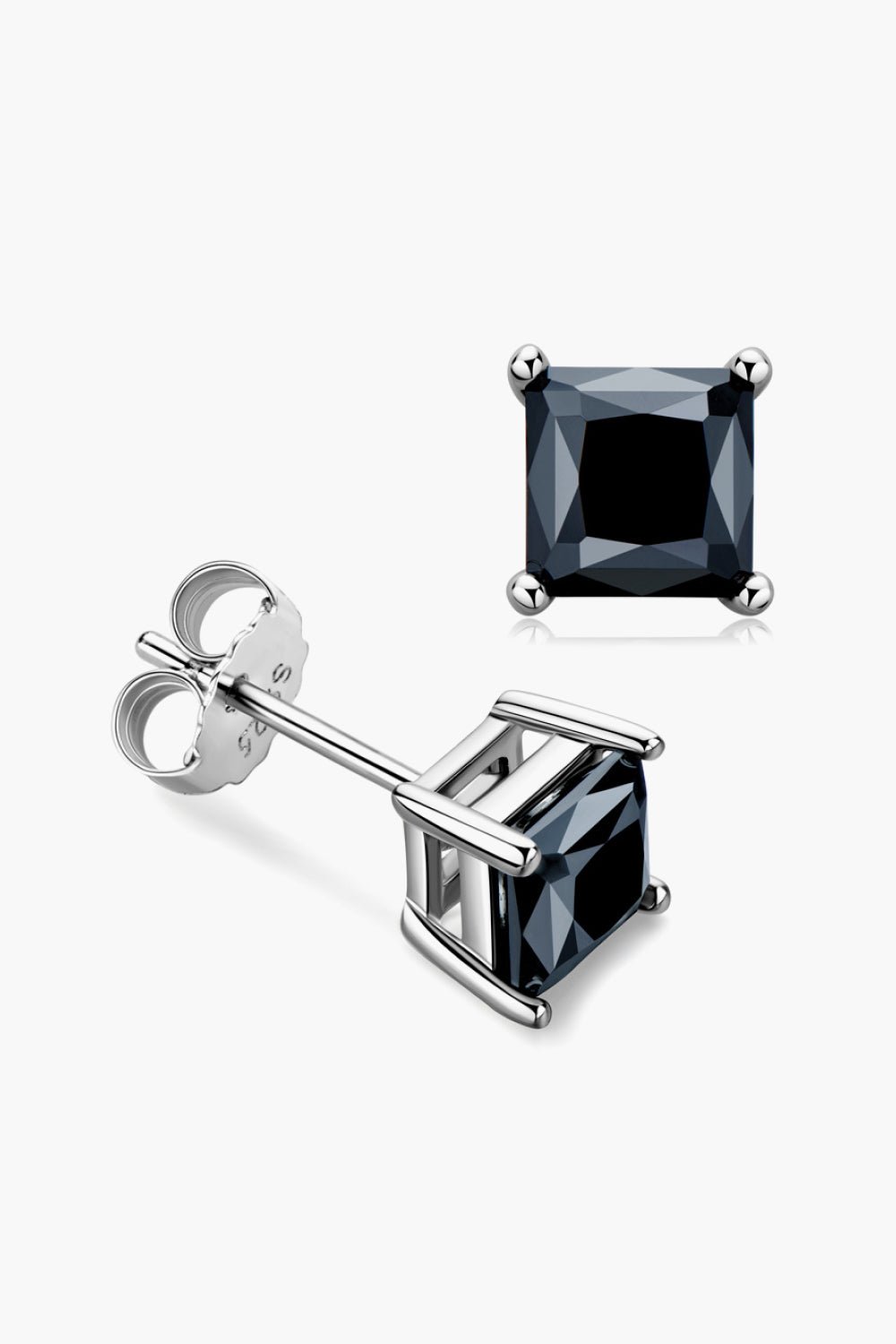 925 Sterling Silver Square Moissanite Stud Earrings - Shah S. Sahota