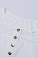 Contrast Lace Button Up Top - Shah S. Sahota