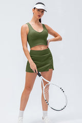 Ribbed Slit Sports Skirt with Full Coverage Bottoms - Shah S. Sahota