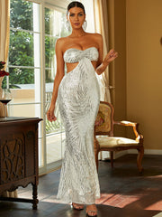 Sequin Strapless Sweetheart Neck Maxi Dress - Shah S. Sahota