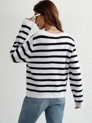 Striped Button Front Cardigan - Shah S. Sahota
