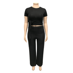 Women's Solid Color Belted Two Piece Set - Shah S. Sahota