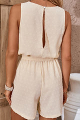 Swiss Dot Contrast Tie Waist Romper - Shah S. Sahota