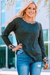 Leopard Round Neck Ribbed Top - Shah S. Sahota