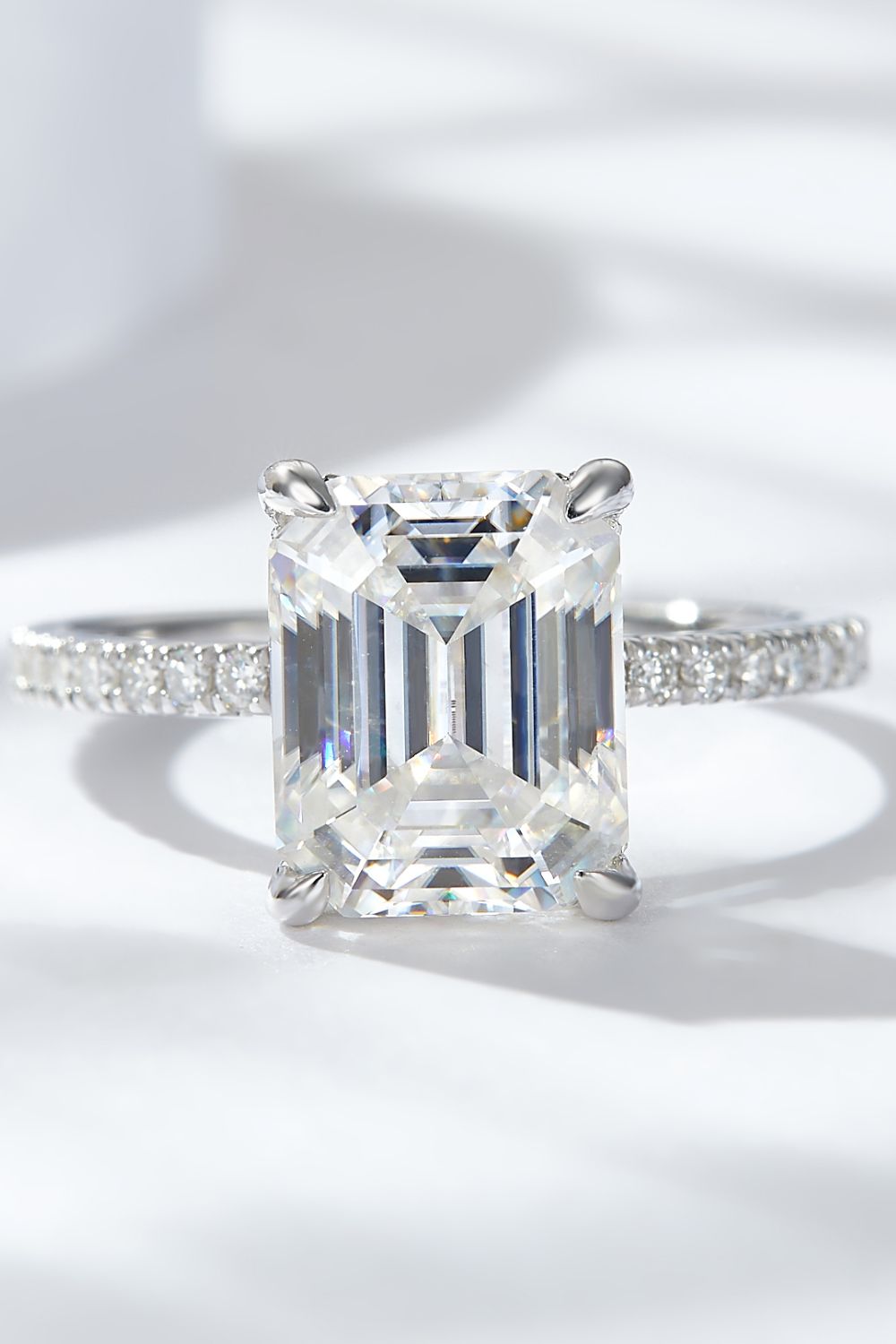 Emerald Cut 4 Carat Moissanite Side Stone Ring - Shah S. Sahota