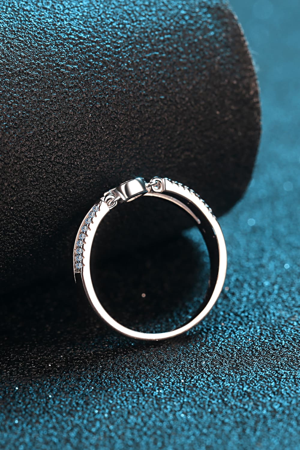 Moissanite Cutout Rhodium-Plated Ring - Shah S. Sahota