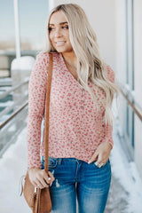 Button V-Neck Floral Top - Shah S. Sahota