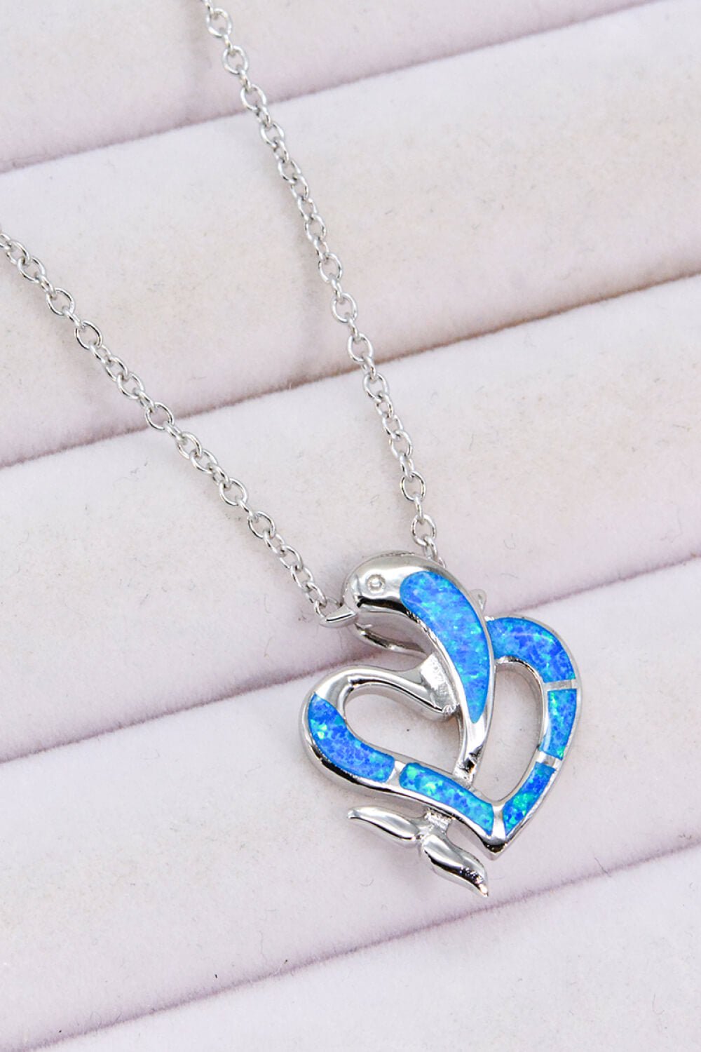 Opal Dolphin Heart Chain-Link Necklace - Shah S. Sahota