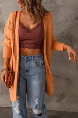 Cable-Knit Open Front Sweater Cardigan - Shah S. Sahota
