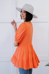 Davi & Dani One-Way Ticket Full Size Run Smocked Tiered Babydoll Blouse - Shah S. Sahota