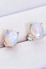 Natural Moonstone 4-Prong Stud Earrings - Shah S. Sahota