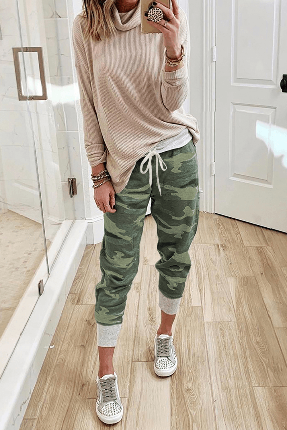 Green Camo Print Knit Sport Pants - Shah S. Sahota
