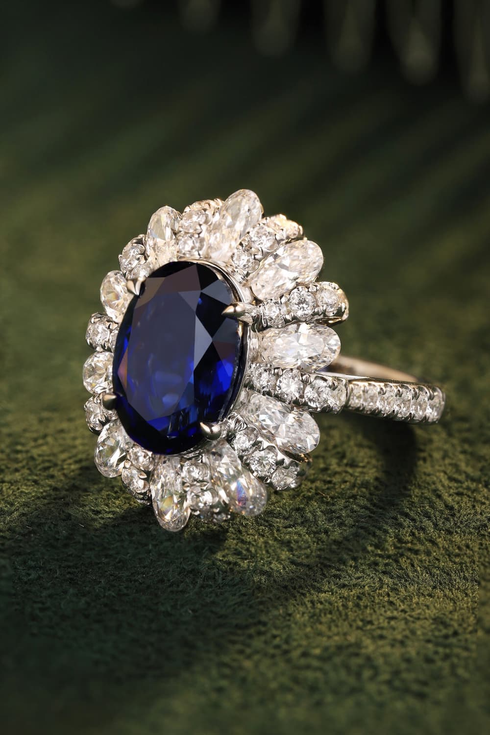 5 Carat Lab-Grown Sapphire Flower Shape Ring - Shah S. Sahota