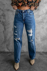 Distressed High Waist Jeans with Pockets - Shah S. Sahota