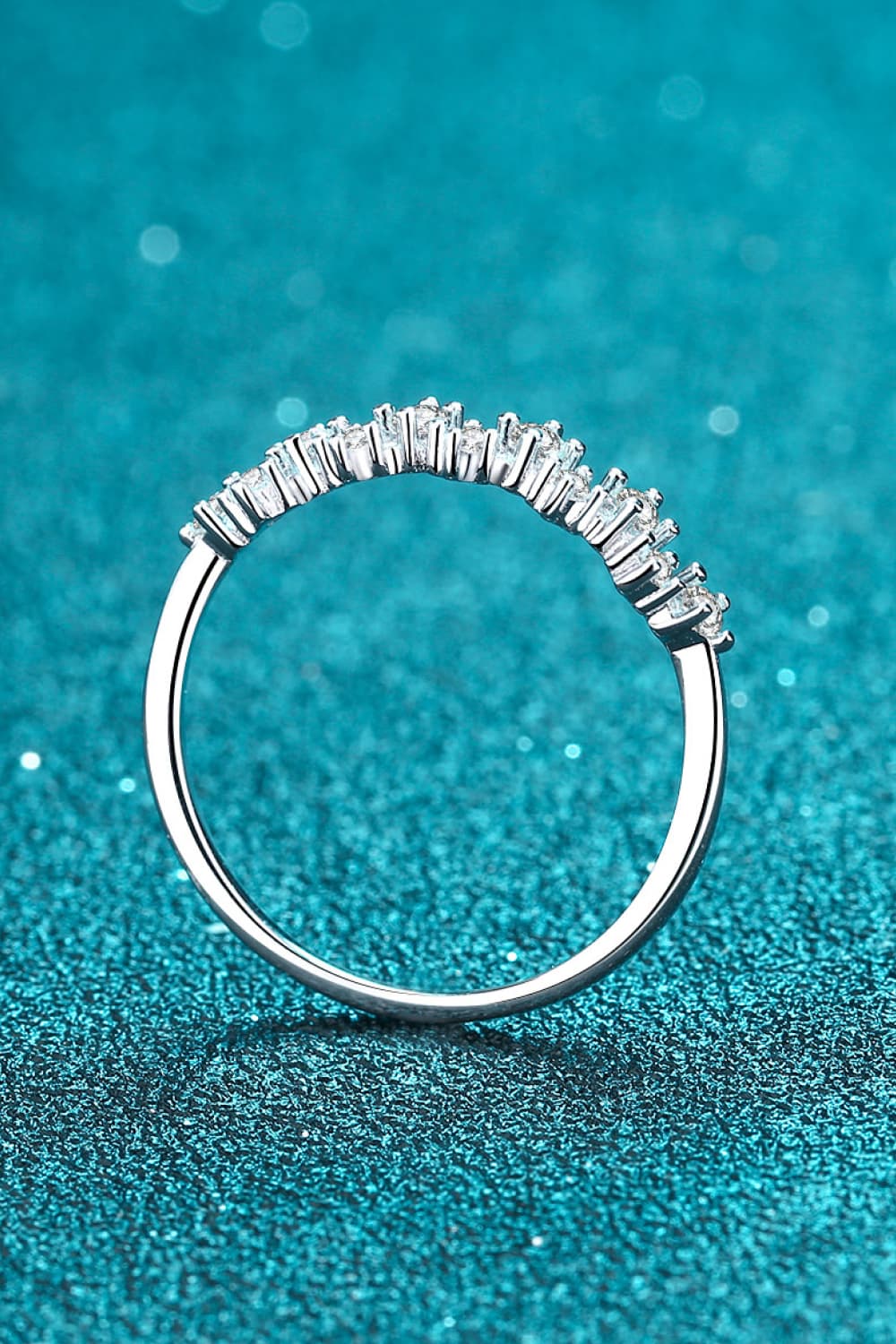 Moissanite Rhodium-Plated Half-Eternity Ring - Shah S. Sahota