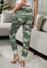 Green Camo Print Knit Sport Pants
