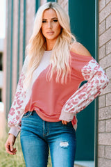 Leopard Color Block Cold-Shoulder Top - Shah S. Sahota