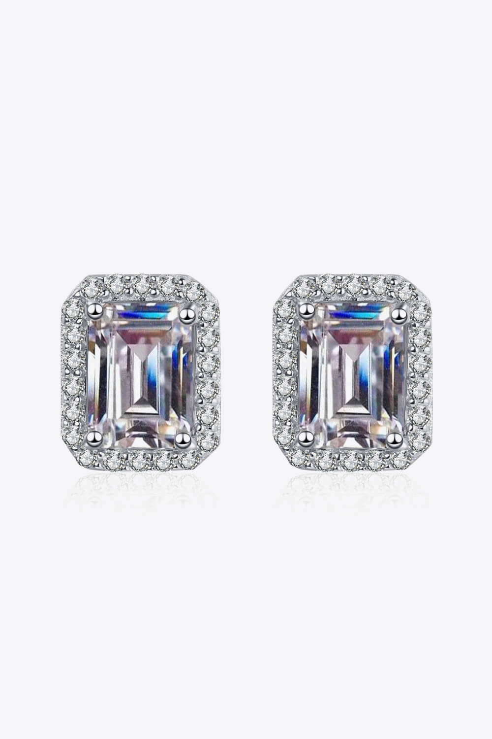 1 Carat Moissanite Rhodium-Plated Square Stud Earrings - Shah S. Sahota
