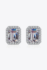 1 Carat Moissanite Rhodium-Plated Square Stud Earrings - Shah S. Sahota