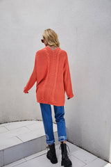 Cable-Knit Curved Hem Open Front Cardigan - Shah S. Sahota