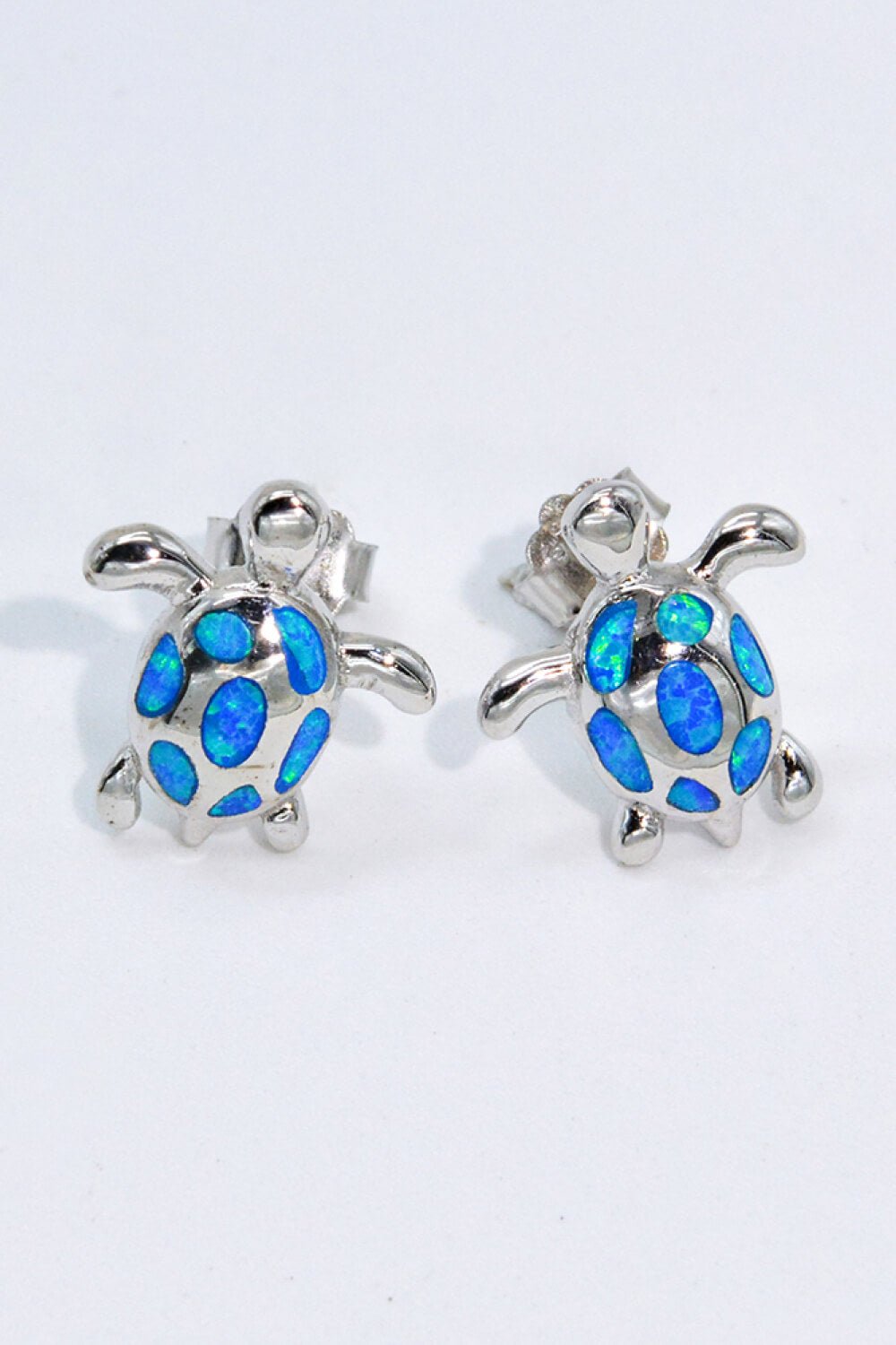 Opal Turtle Platinum-Plated Stud Earrings - Shah S. Sahota