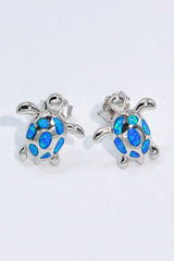 Opal Turtle Platinum-Plated Stud Earrings - Shah S. Sahota