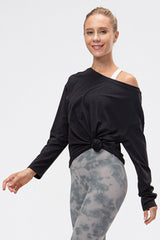Exposed Seam Boat Neck Long Sleeve Yoga Tee - Shah S. Sahota