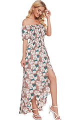 Floral Off-Shoulder Slit Maxi Dress - Shah S. Sahota
