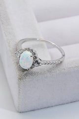 925 Sterling Silver Platinum-Plated Opal Ring - Shah S. Sahota