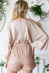 Sequin Drawstring Waist Dolman Sleeve Romper - Shah S. Sahota