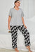 Plus Size V-Neck Tee and Floral Pants Lounge Set - Shah S. Sahota