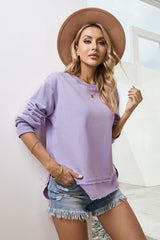Side Slit Drop Shoulder Sweatshirt - Shah S. Sahota