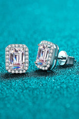 1 Carat Moissanite Rhodium-Plated Square Stud Earrings - Shah S. Sahota