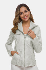 Zipper Front Hooded PU Leather Jacket - Shah S. Sahota