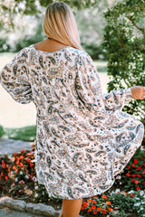 Plus Size Paisley Print Puff Sleeve Dress - Shah S. Sahota