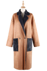 Khaki Lapel Neck Long Overcoat With Pockets - Shah S. Sahota