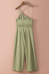 Spaghetti Strap One-shoulder Wide Leg Jumpsuit - Shah S. Sahota