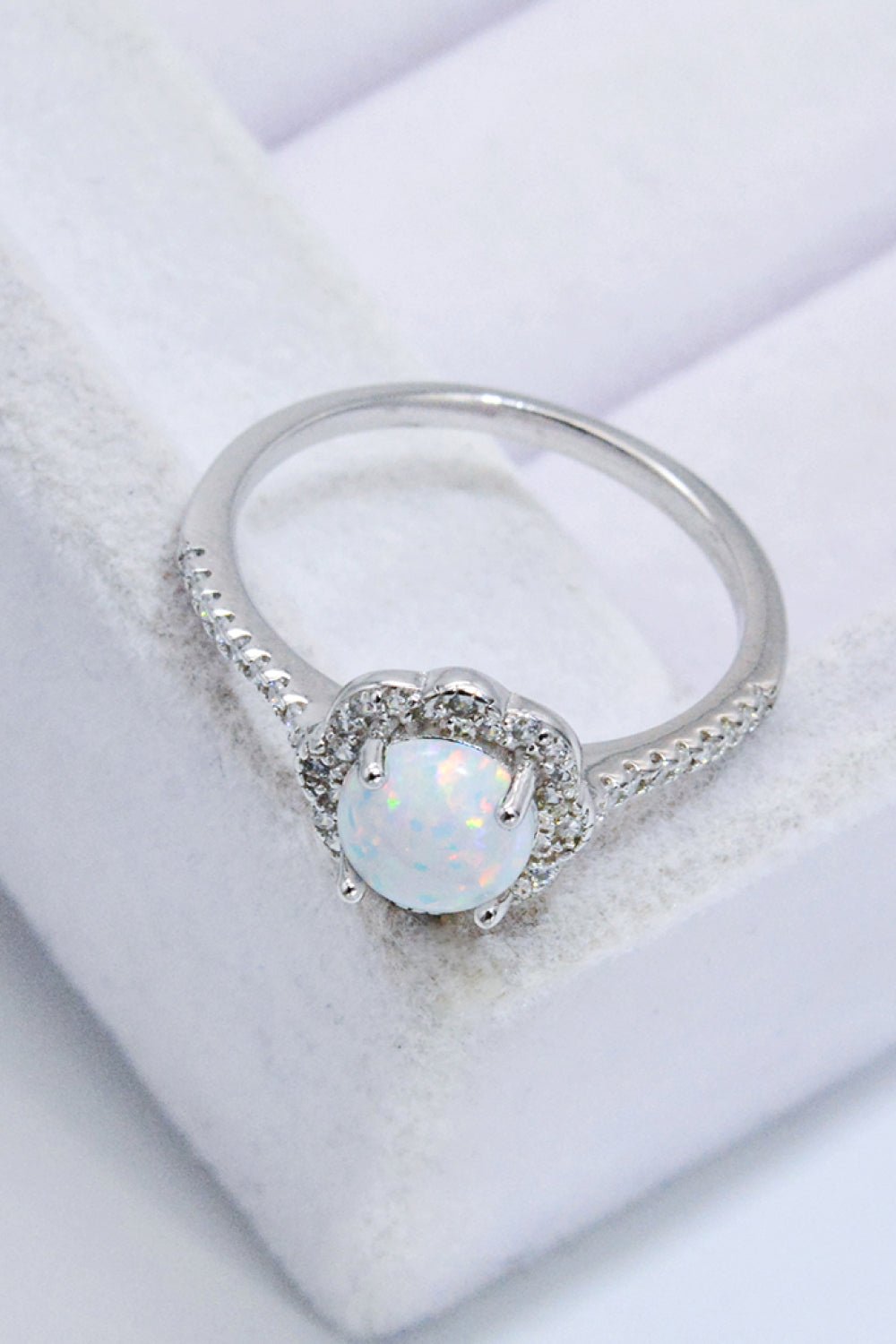 Platinum-Plated 4-Prong Opal Ring - Shah S. Sahota