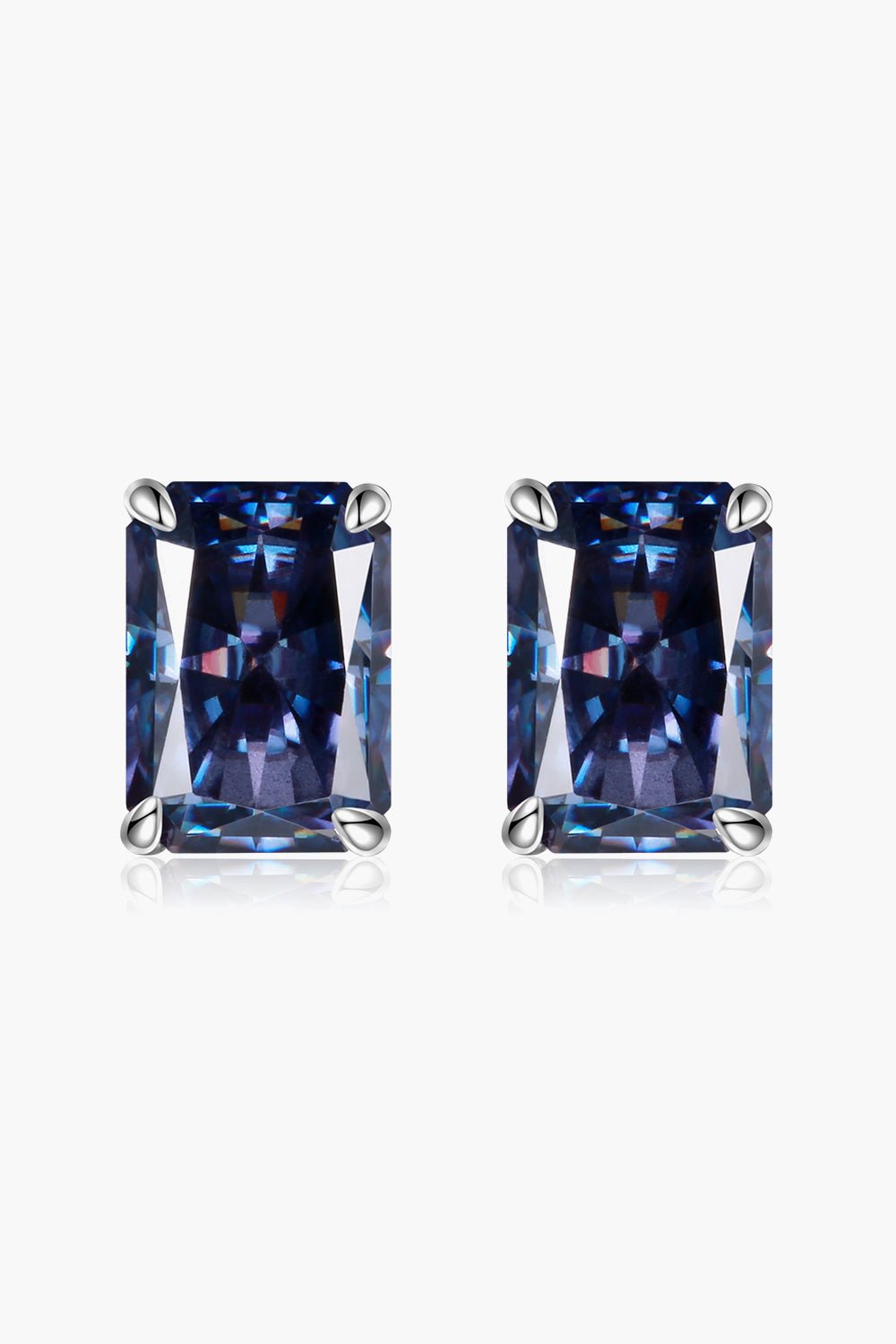 2 Carat Rectangle Moissanite 4-Prong Stud Earrings - Shah S. Sahota