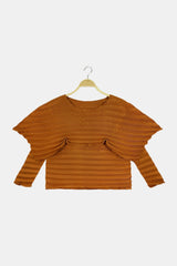 Accordion Pleated Cape Collar Top - Shah S. Sahota
