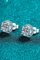 1 Carat Moissanite Rhodium-Plated Round Stud Earrings - Shah S. Sahota