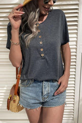 Half Button Short Sleeve Henley - Shah S. Sahota